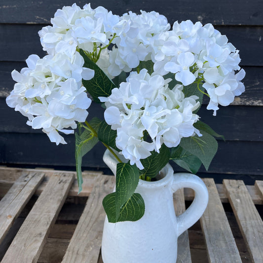 Silk Long Mophead Hydrangea Bunch, White